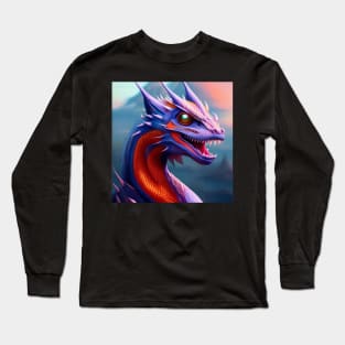 Blue, Red, and Purple Spiked Dragon Long Sleeve T-Shirt